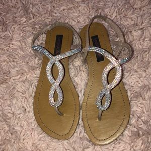 Rhinestones back strap sandals